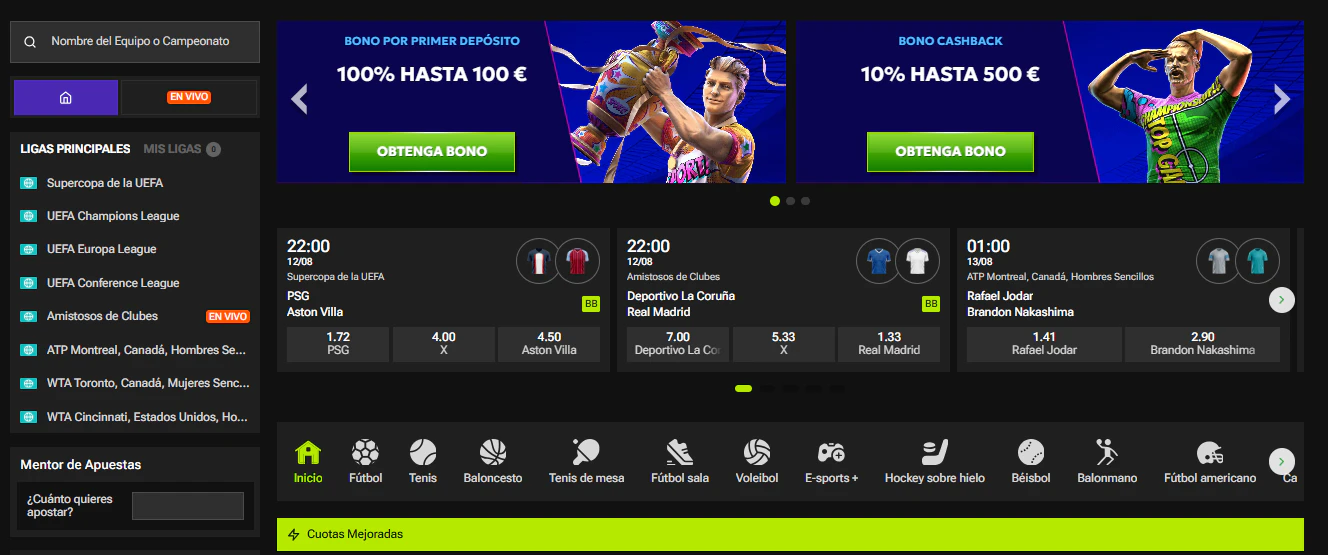 Apuestas en deportes y eSports disponibles en RTBet Casino