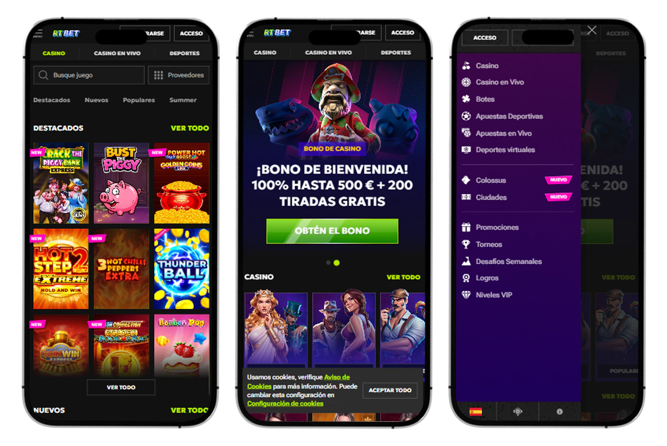 Experiencia móvil de RTBet Casino desde smartphones y tablets